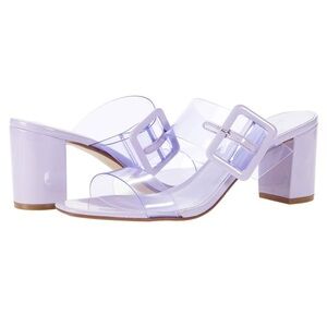 Nordstrom Chinese Laundry Yippy Sandal Purple Patent Clear Buckle Size 38.5 or 8